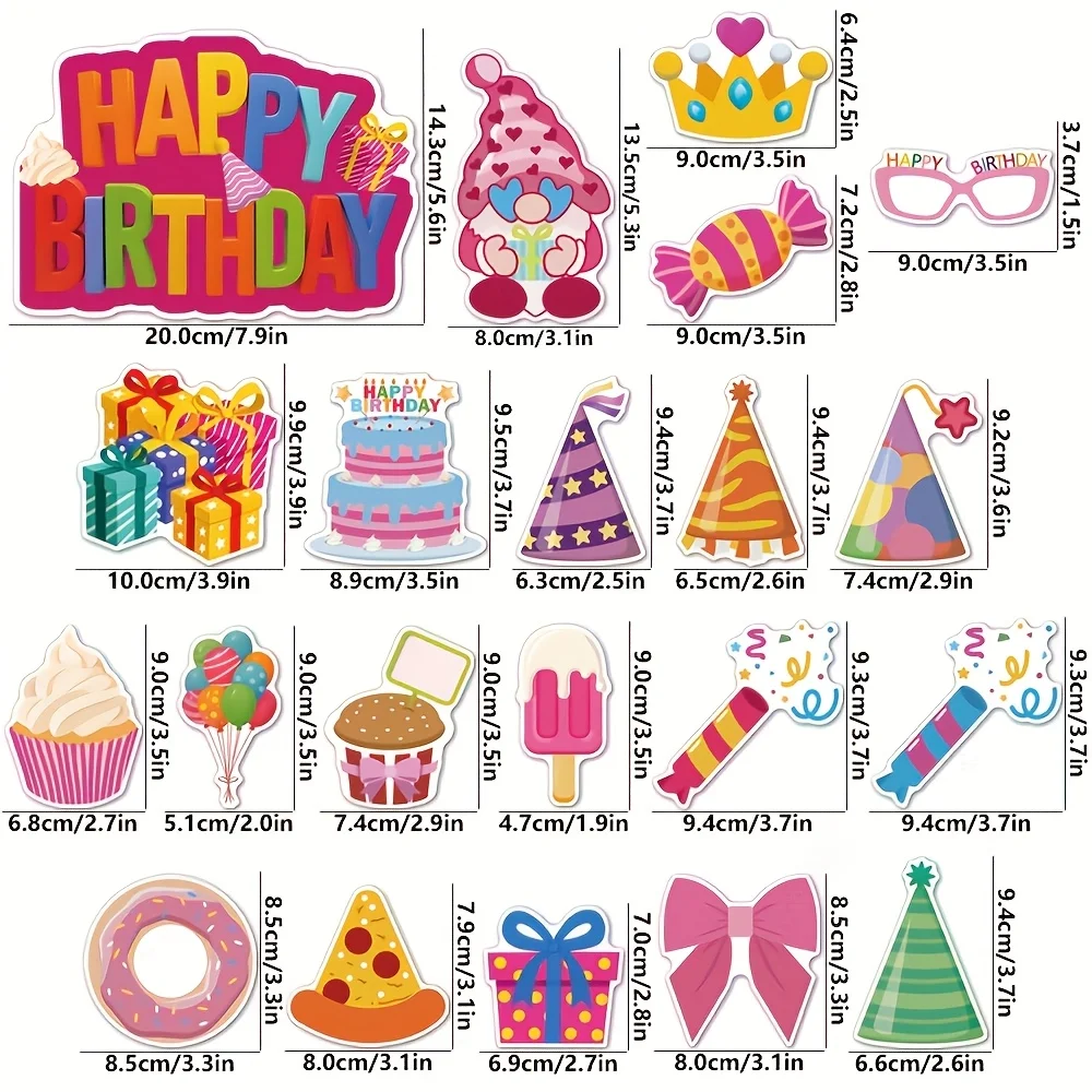 21pcs Set, Multi-Cruise Ship Door Magnetic Stickers, Multi-Purpose Household Refrigerator Magnets Birthday Celebration Decoratio
