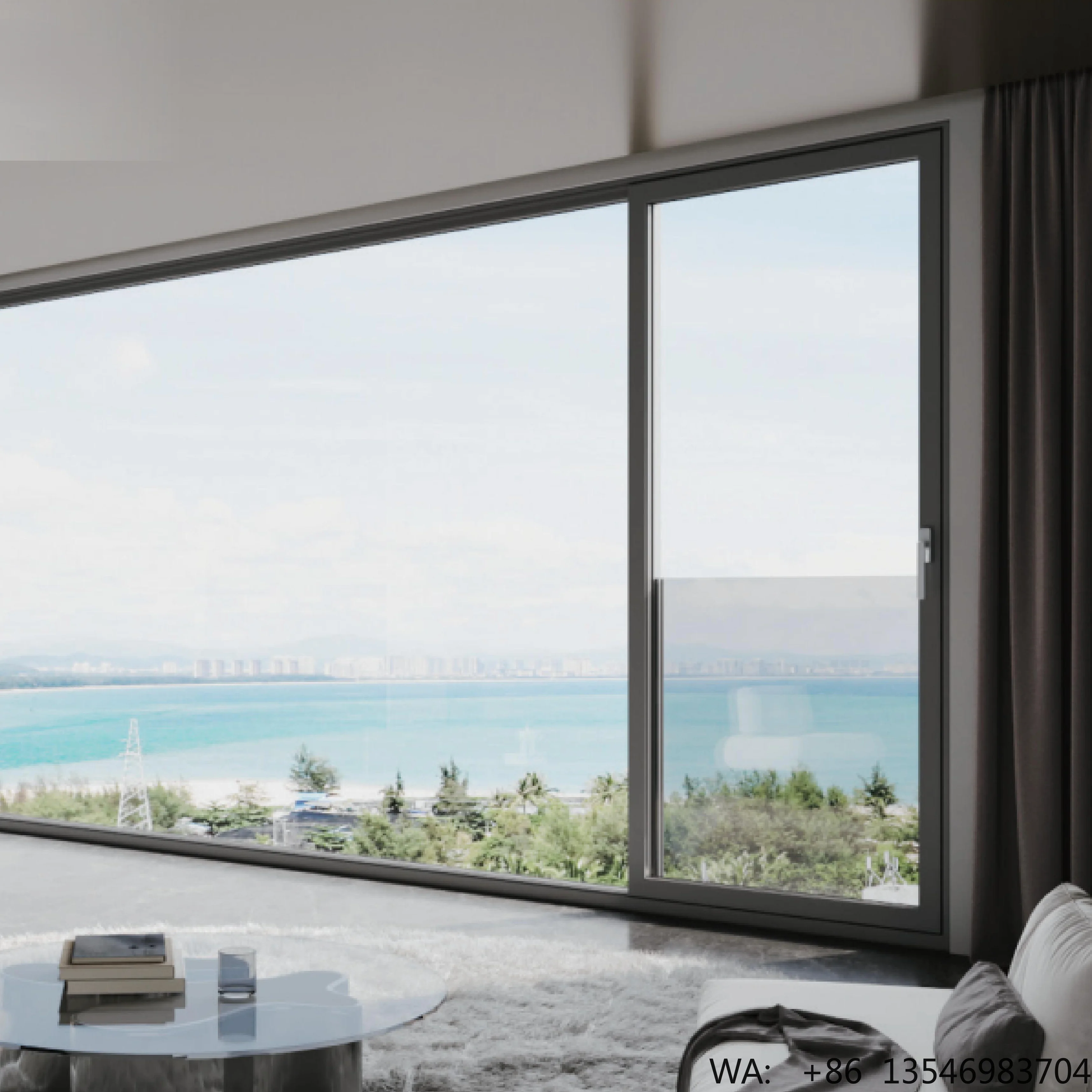 

Modern Insulated Glass Sliding Bedroom Window Soundproof Heat Insulation Villa Landscape View Exterior Window
