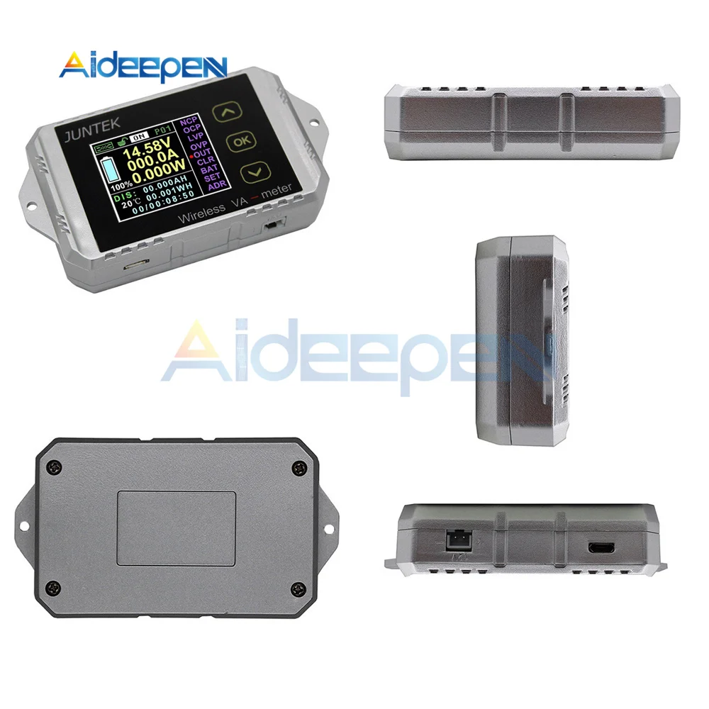 Wireless Digital Display Color Screen DC Voltage Ammeter Power Meter Watt-hour Meter Electric Vehicle Coulometer VAT-1030