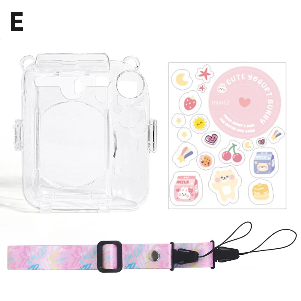 For instax Mini 12 Camera Case Silicone Protective Crystal Transparent Cover Scratch-proof Storage Carry Bag For Fujifilm Instax