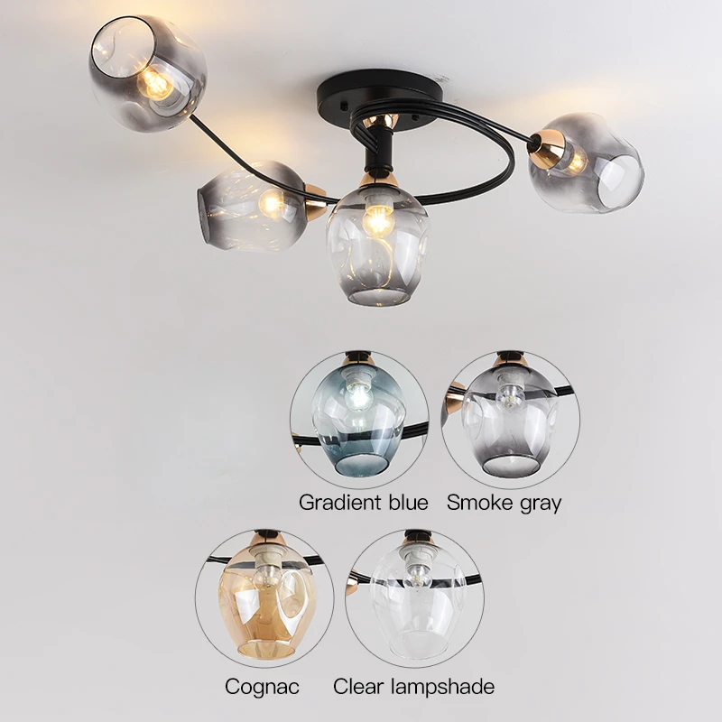 Nordic Minimalist LED Ceiling Light Modern Molecular Glass Lamp Living Room Dining Kitchen Bedroom Lighting Fixtures