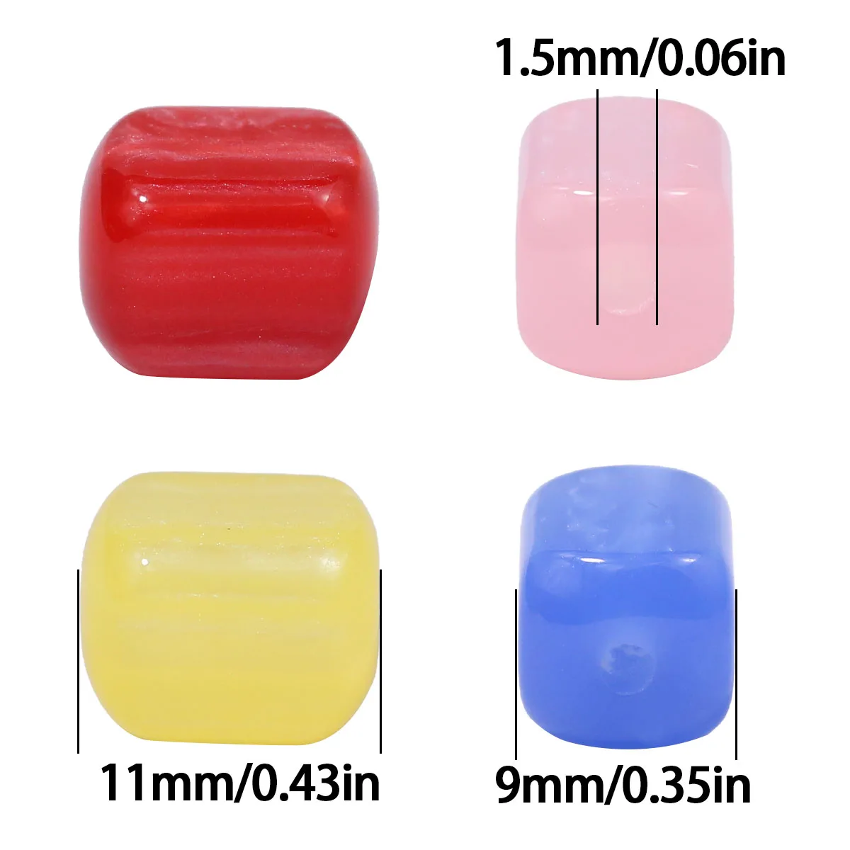 11mm Acrylic Color-Changing Galaxy Cat's Eye Square Tube Multi-Color Handmade DIY Suitable for Jewelry Making Loose Bead Accesso