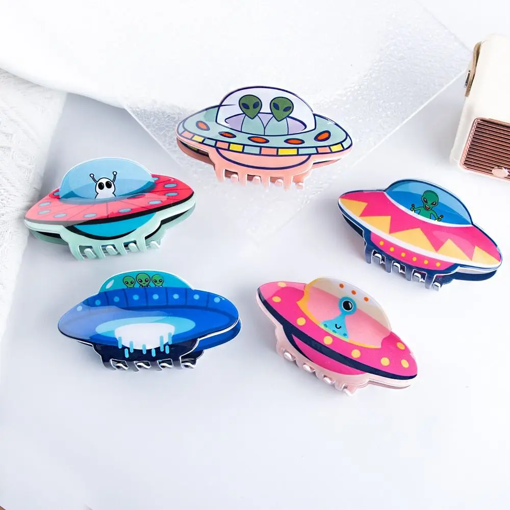 Spaceship Alien Hair Claw Creative Shark Clip Cartoon Plastic Hair Clip Festival Headdress Grab Clip Daily