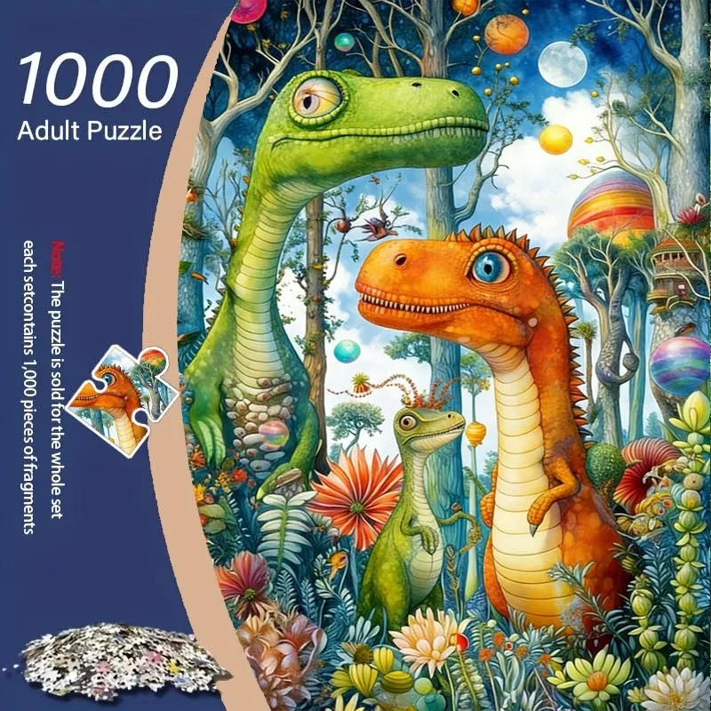 1000pcs Dinosaur Forest Puzzle Suitable for s & Families - Challenging Portable DIY, Stress-Relieving, Educational Assembly, P