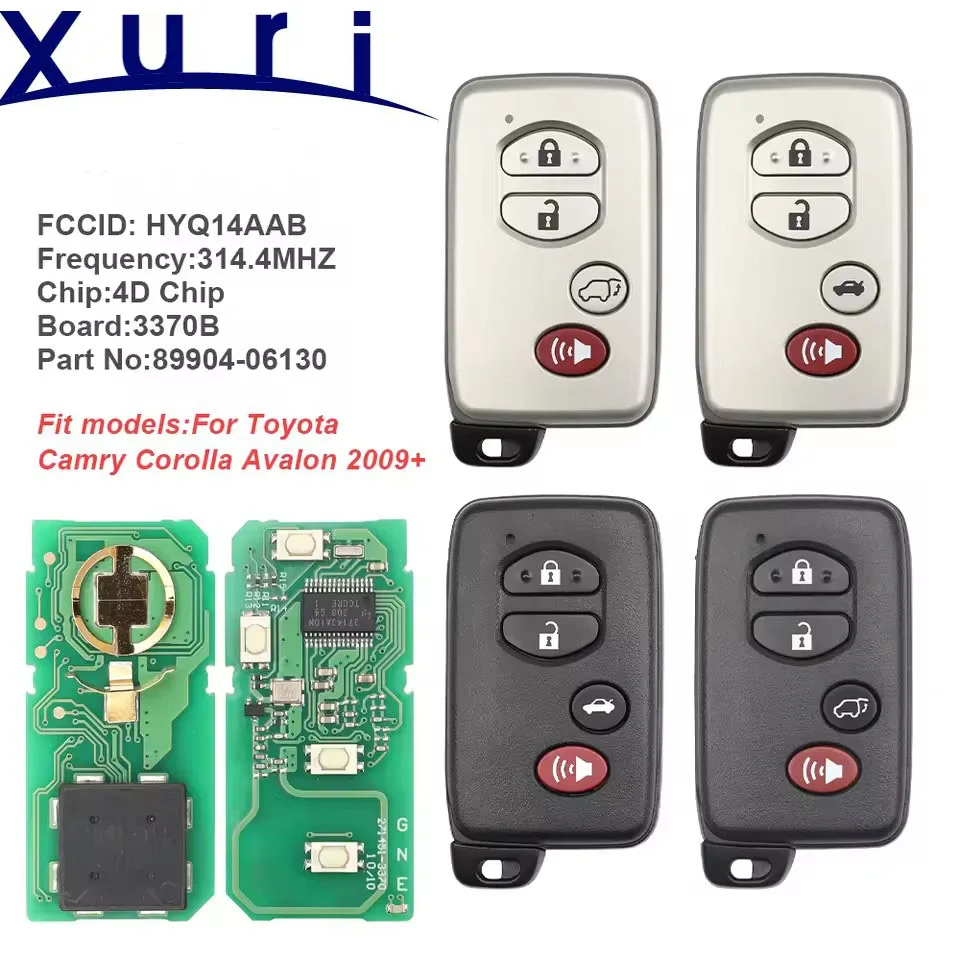 

Xuri Keyless Go 2/3/4 кнопки умный пульт дистанционного управления ASK314,3 МГц плата: 1451 3370 для Toyota Avalon Camry Rav4 Highlander HYQ14AAB