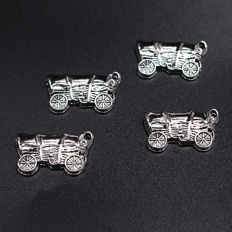 12pcs Silver Plated Retro Caravan Trailer Pendant DIY Charm Bracelet Earrings Jewelry Crafts Metal Accessories 24*14mm  P924