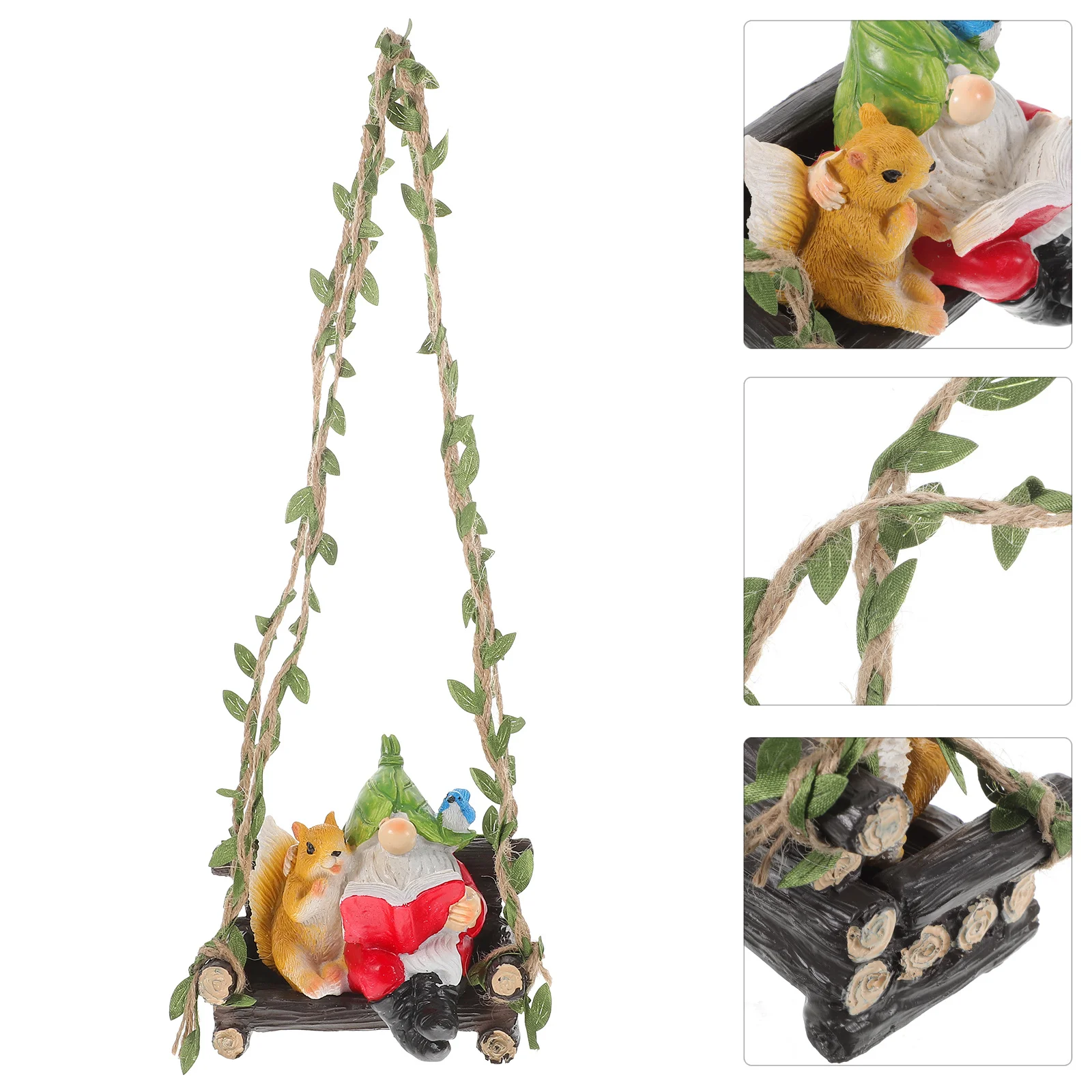 

Outdoor Garden Resin Hanging Reading Squirrel Statue Swing Animal Ornament Charming Compact Animal Decor Resin Craft Decor