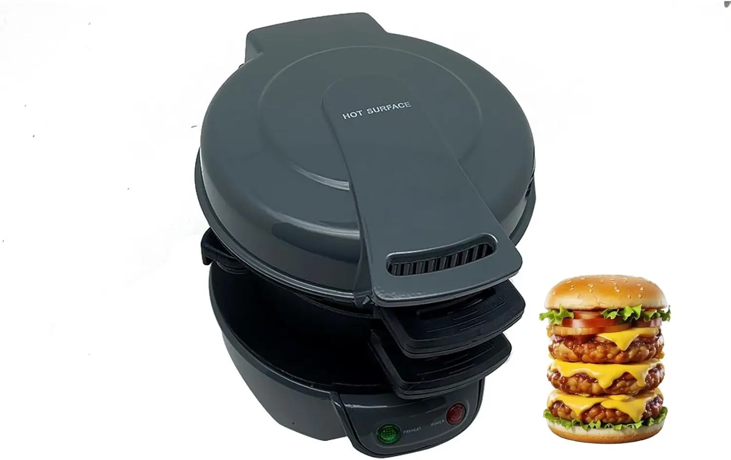 

Breakfast Sandwich Maker, 600W Multifunctional Breakfast Machine with Non-Stick Plates, Rotatable Cooking Board, Quick 5-Min Hea