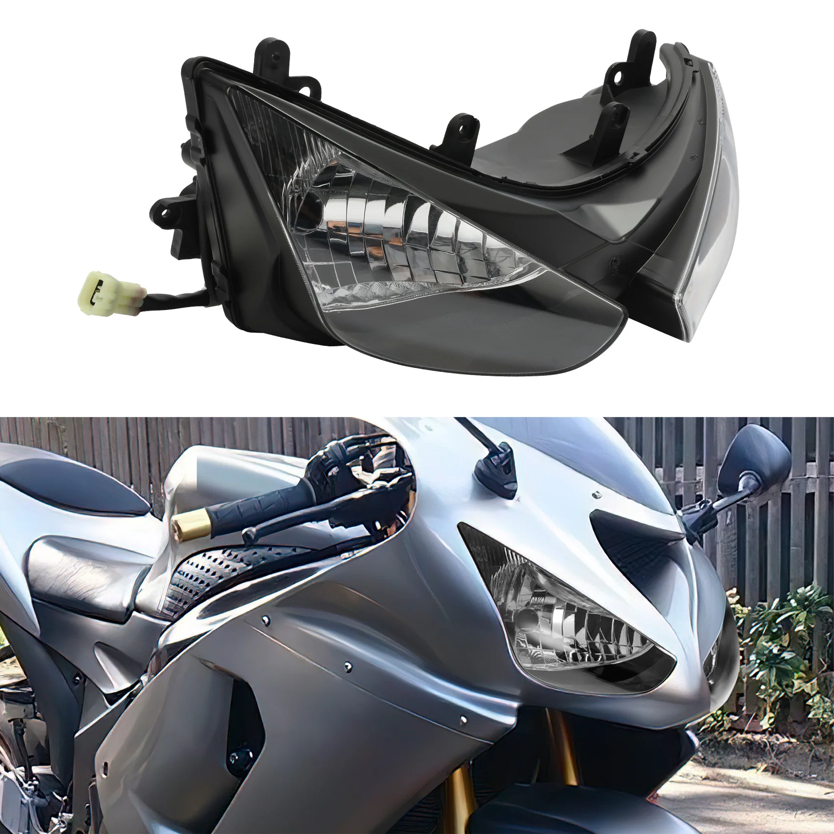 Motorcycle Clear Headlight Headlamp Assembly For Kawasaki Ninja ZX6R ZX 6R ZX636 2005 2006