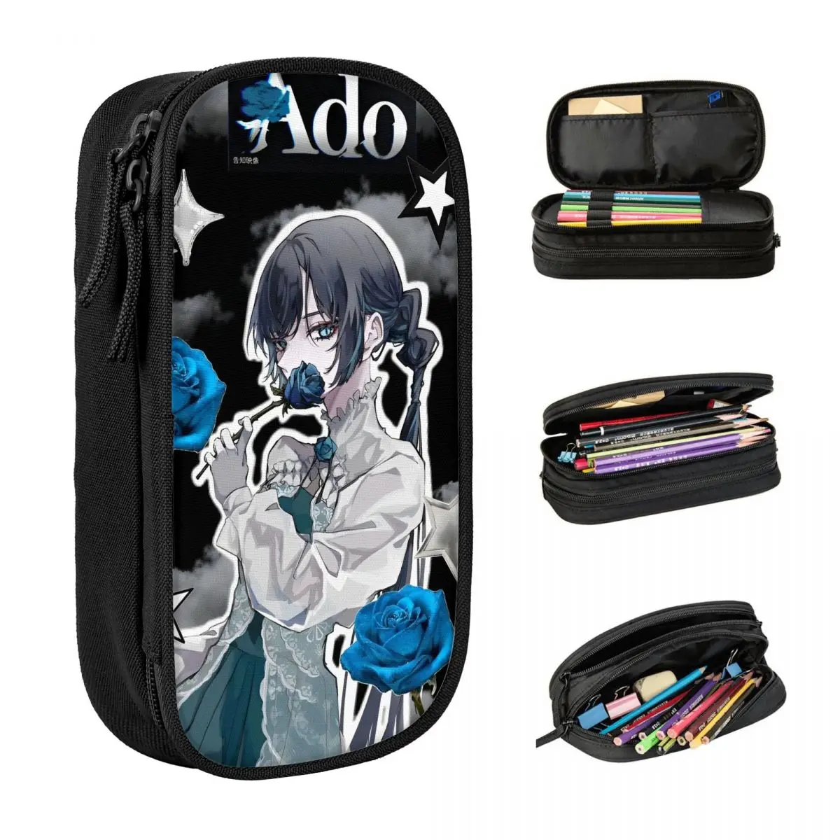 

Органайзеры для хранения мультфильмов в стиле хип-хоп, певец Ado, предметы первой необходимости, портативные косметички, полиэстер, ванная комната для девочек, косметичка