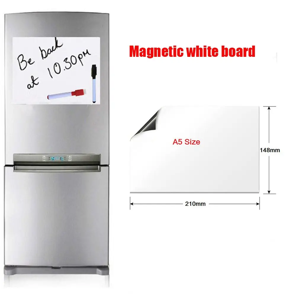 A5 Size Magnetic Whiteboard Fridge Dry Erase White Board Refrigerator Magnet Note Flexible Remind Message Boards