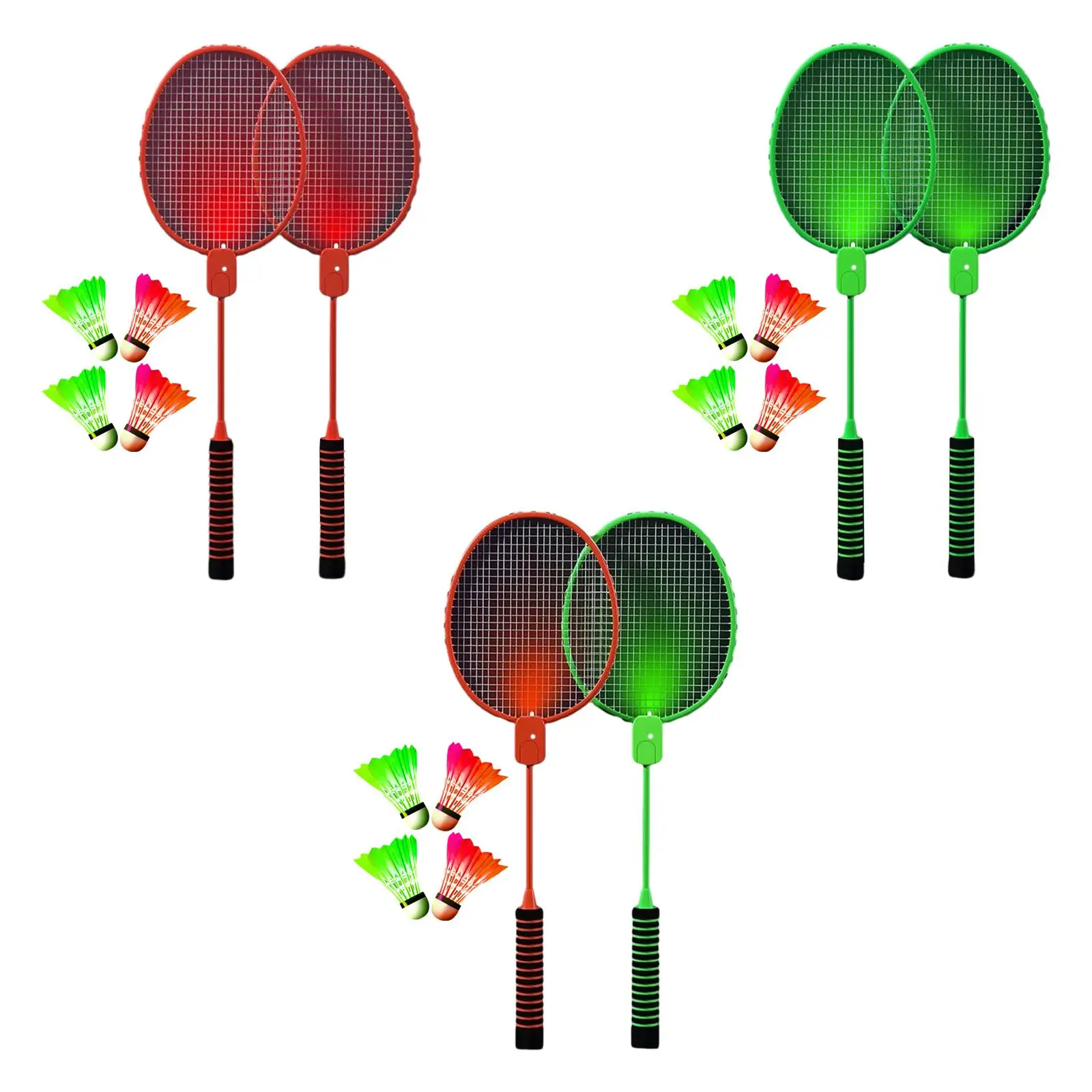 

2 Pieces Badminton Racquet Set 2 Players Professional Luminous Badminton Rackets for Backyard Game Outdoor Lawn Beach Exercise