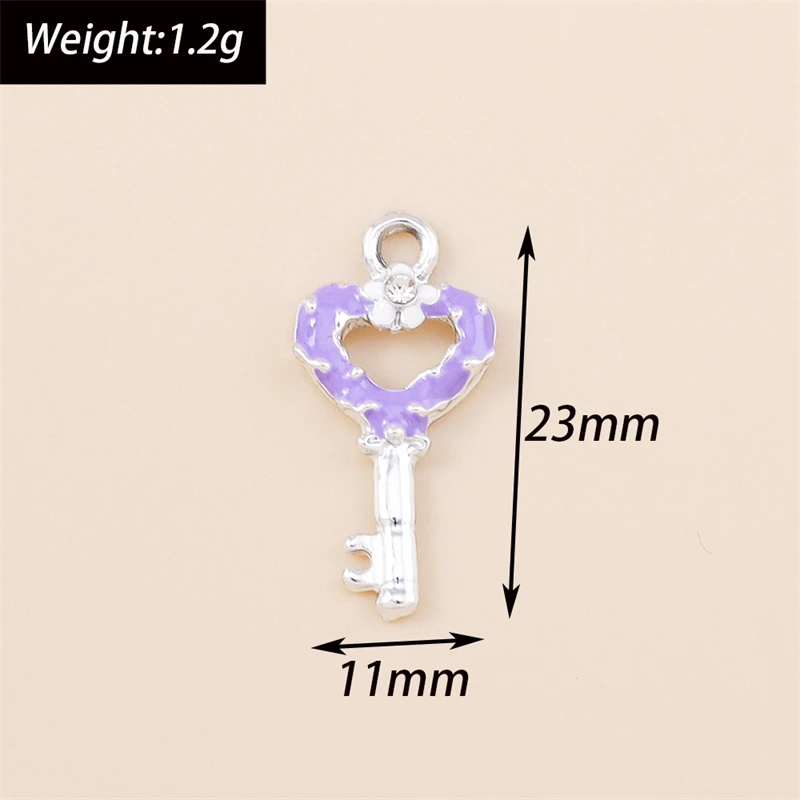 20 Stück 11 x 23 mm niedliche Emaille-Herz-Schlüsselanhänger für die Schmuckherstellung, Ohrringe, Halsketten, Schlüsselanhänger, DIY-Bastelzubehör – Detail 1