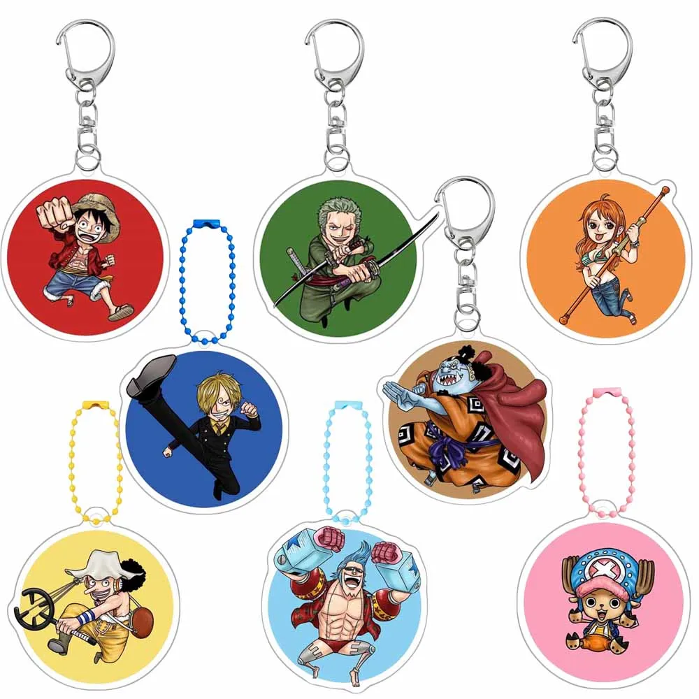 Anime Acrylic Keychain One Piece Monkey D. Luffy Roronoa Zoro Nami Sanji Usopp Chopper Cartoon Pendant Key Chain Decoration