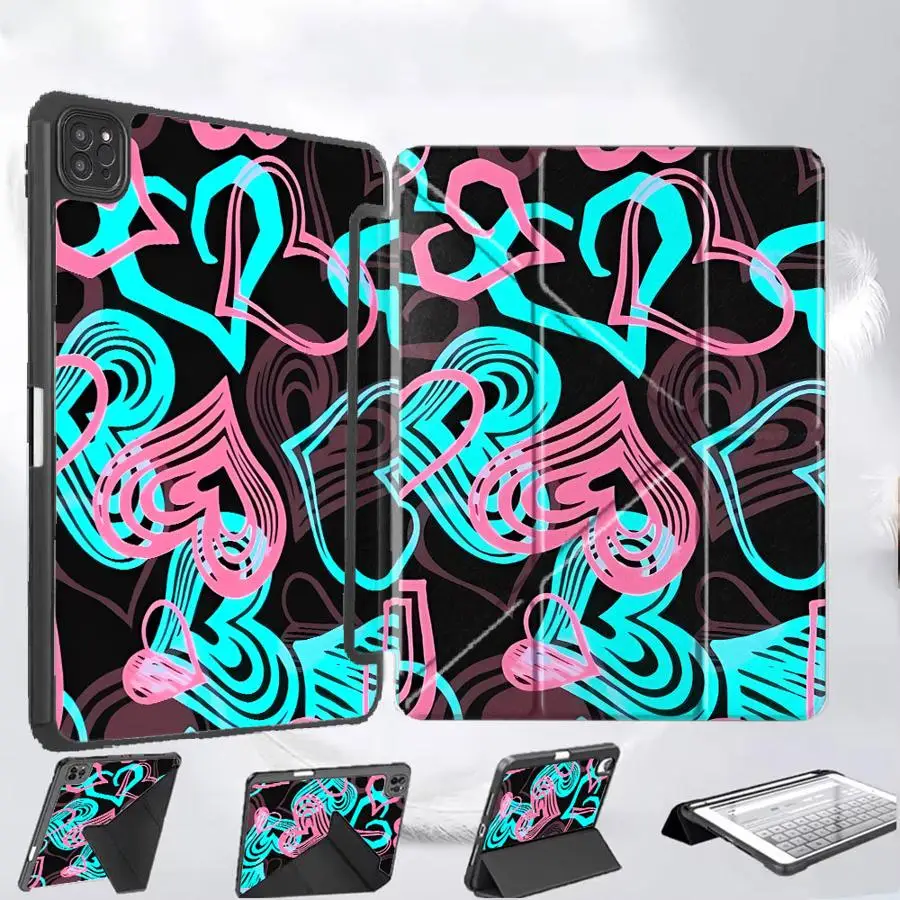 

Чехол для планшета Pink-Blue Clash Heart для iPad Mini 6, 7, Pro 2025, Pro 11, 10, 9, 8, 7 поколений, 12.9 дюймов, Air 4, 5, M3, M2, M4, 11 дюймов, с держателем