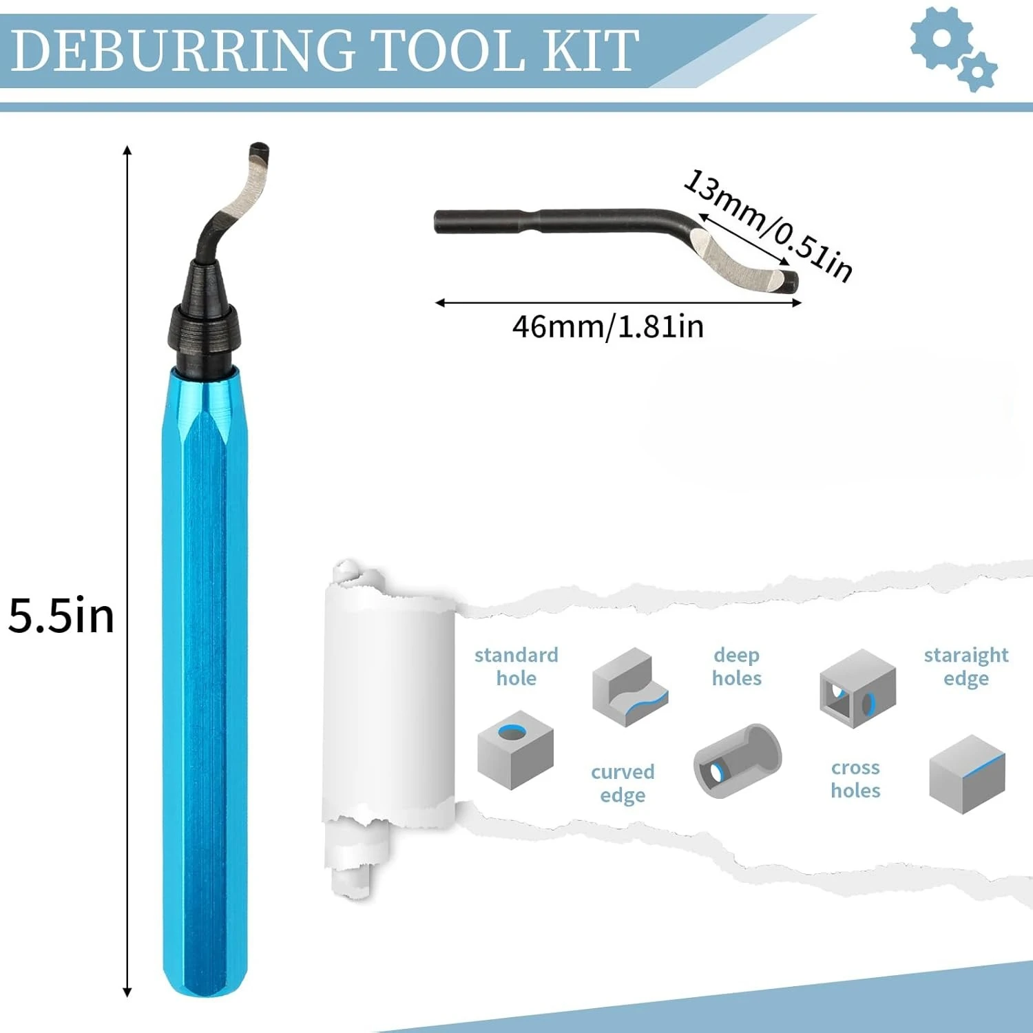 Deburring Tool with 10 High Speed Steel Blades, Deburring Tool 3D Printing, Deburring Tool for Metal,Resin,Copper