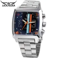 Reloj mecánico automático JARAGAR 569 a la moda para hombre, calendario cuadrado Retro creativo, relojes de negocios de acero inoxidable para hombre