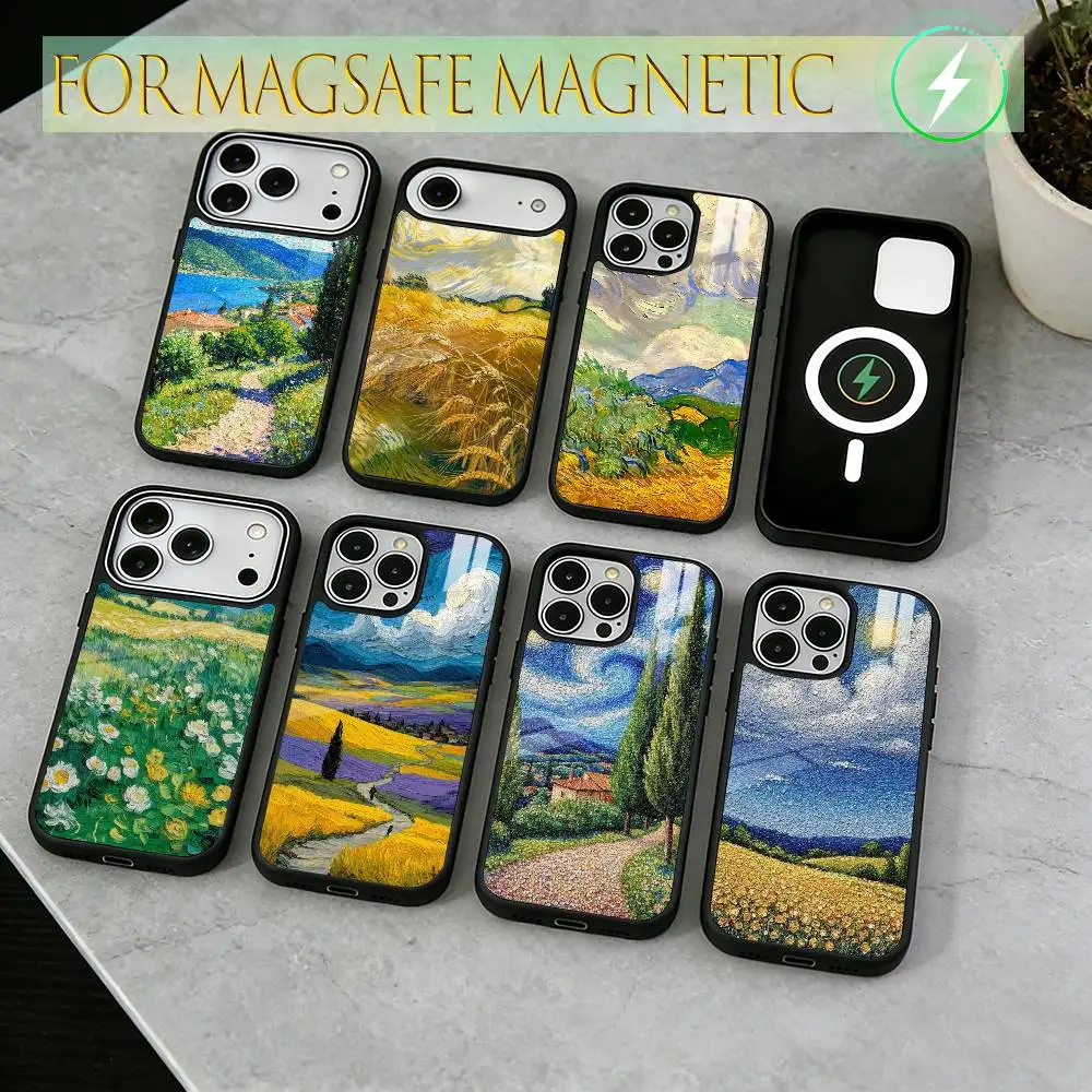 

Oil painting Phone Case For iPhone17,16,15,14,13,12,11 Plus,Pro Magnetic For Magsafe Wireless Charging