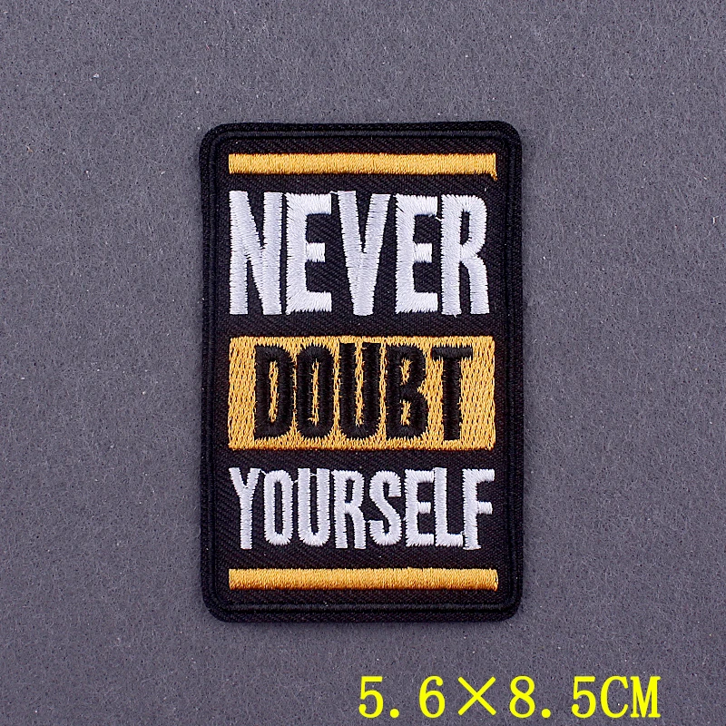 Slogan-Stickerei-Patch zum Aufbügeln für Kleidung, thermoklebende/gestickte Patches, Kleidung, Jacken, schmelzbare Patch-Nähabzeichen