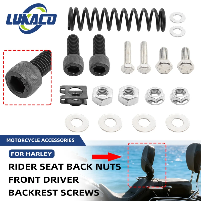 Motorcycle Driver Backrest Bolt Screw Docking Hardware Kit For Harley Touring Road King Street Glide Electra Road Glide 97-26