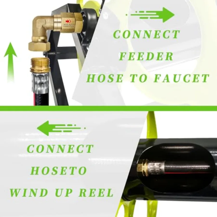 헤비 듀티 정원 호스 릴, 크랭크 핸들 포함, 5/8 호스용, 벽 또는 바닥 장착 가능, 금속 디자인, 최대 400피트 호스 수용 가능
