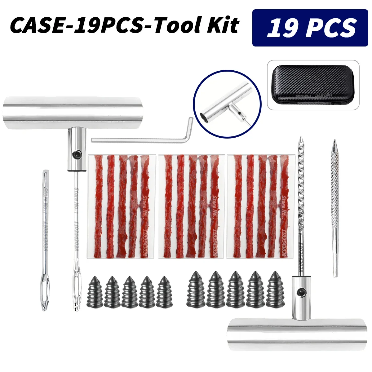 Universal Car Tire Puncture Repair Kit, Plug Ferramentas, Pneus Punctura, Tiras De Emergência, Cola, Agitando