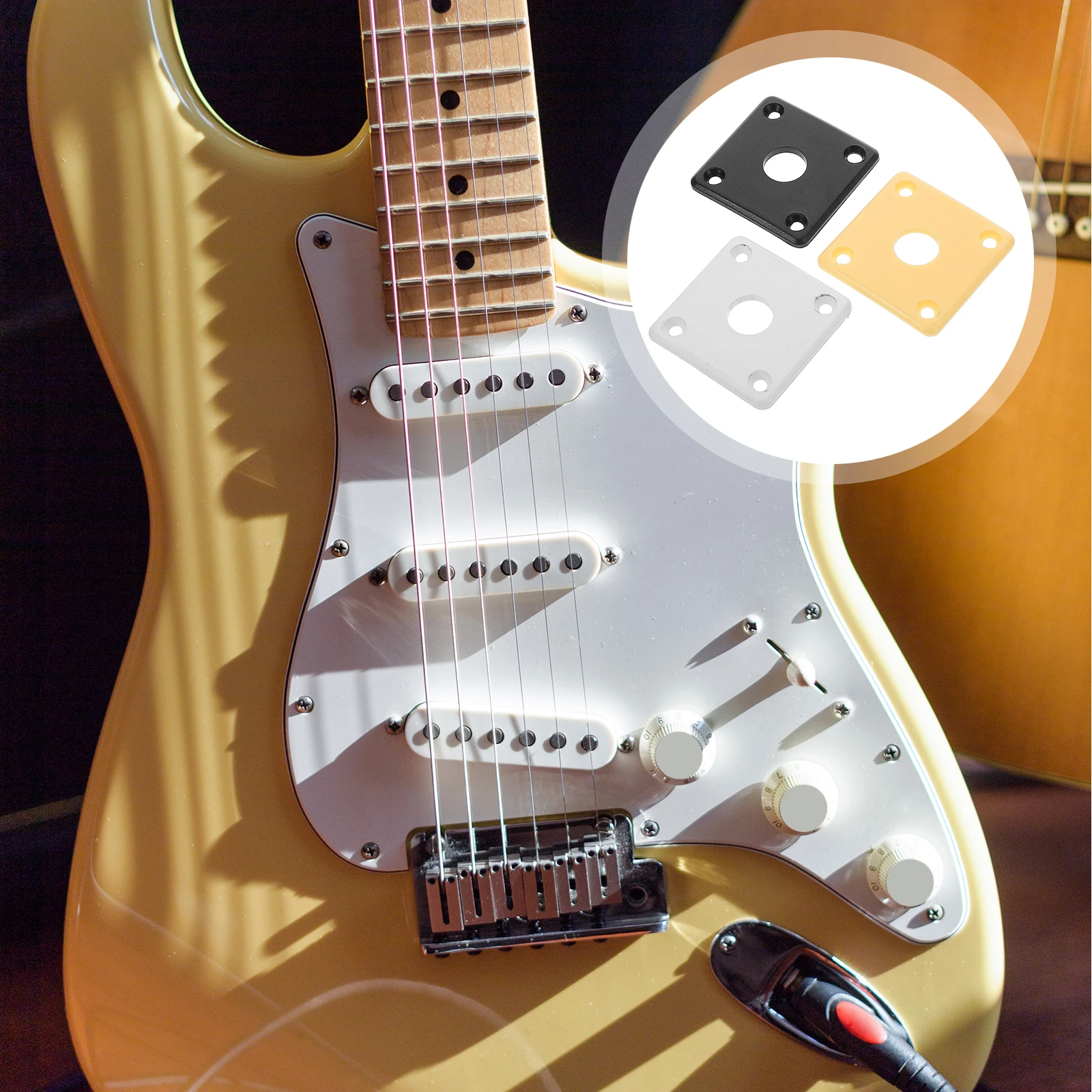 

3pcs Plastic Curved Square Jack Plate For Guitar Replacement Mounting White Black Yellow Durable Easy Install Compatible