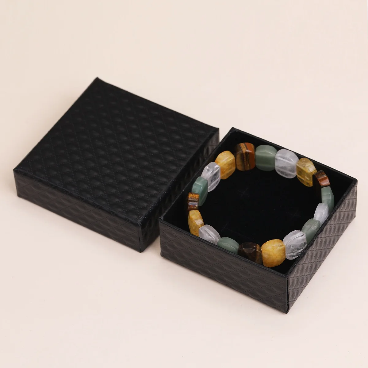 100% Natural Flat Slab Tile Bead Elastic Stretch Crystal Healing Energy Reiki Polished Multi Stone Wholesale Gemstone Bracelet