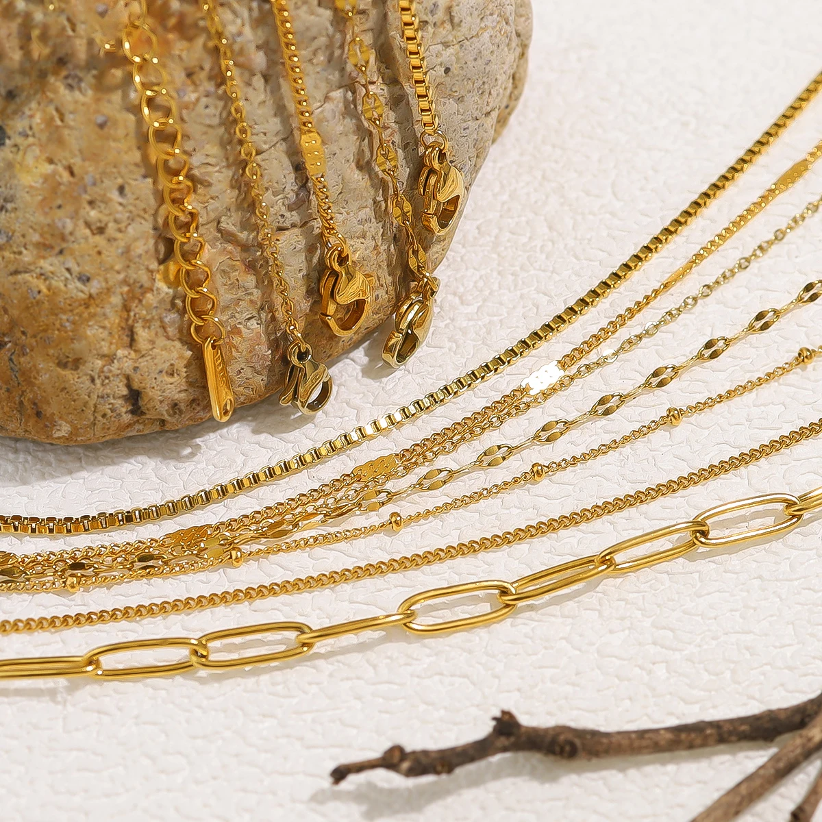 WILD & FREE Stainless Steel Basic Chains Necklaces for Women Trendy Classic Fashion 18K Gold Plated Waterproof Jewelry