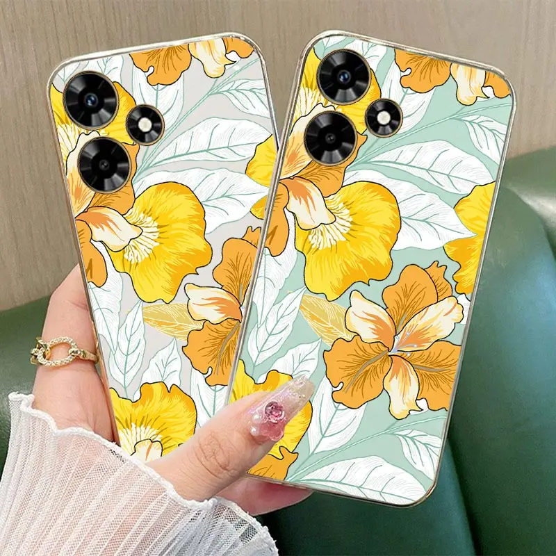 30 Taichi Leaf Plating Phone Case For Infinix Hot 30i 30 Play NFC 20 S 20i 20Play 12 12i 12Play 12Pro 11 10 9 8 Cover