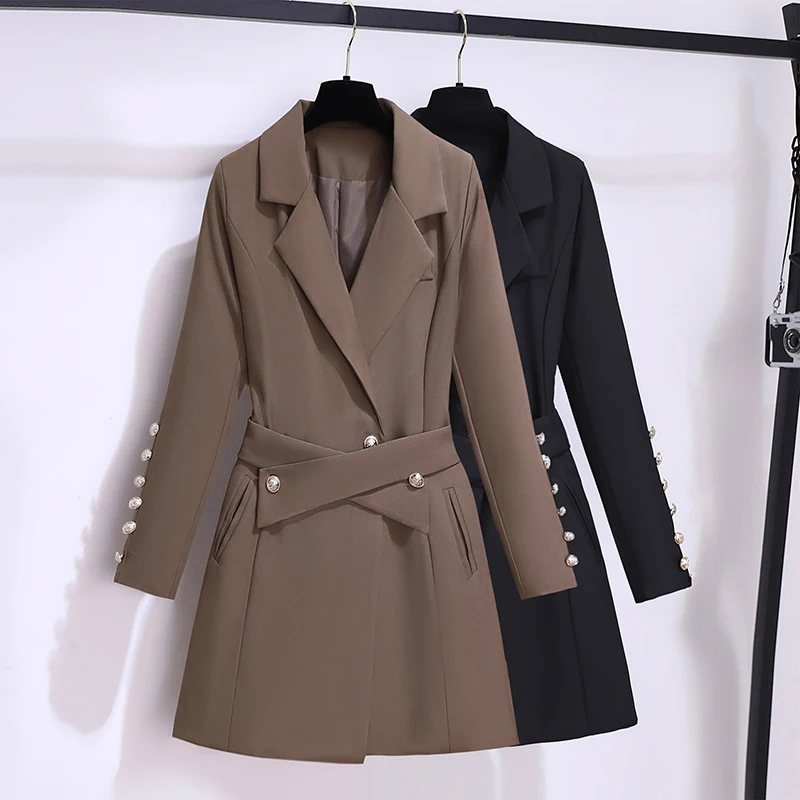 Black Slim Button A Suit Dress Autumn/Winter 2024 New in Coats Temperament Dres Temperament Fashion Slim Women Clothing Coat