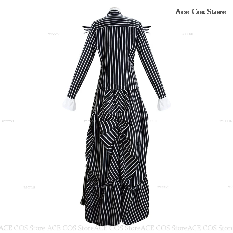 Costume de cosplay de cauchemar d'Halloween pour hommes et femmes, robe de masque, pantalon imbibé à rayures Jack, jupe tête de mort, film effrayant, fête de Noël pour couple