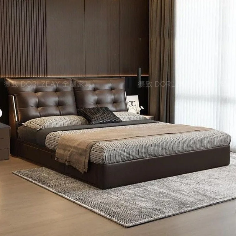 

Multifunctional Minimalist Beds Storage Headboard Fancy Modern Beds Luxury Upholstered Letto Matrimoniale Home Furniture