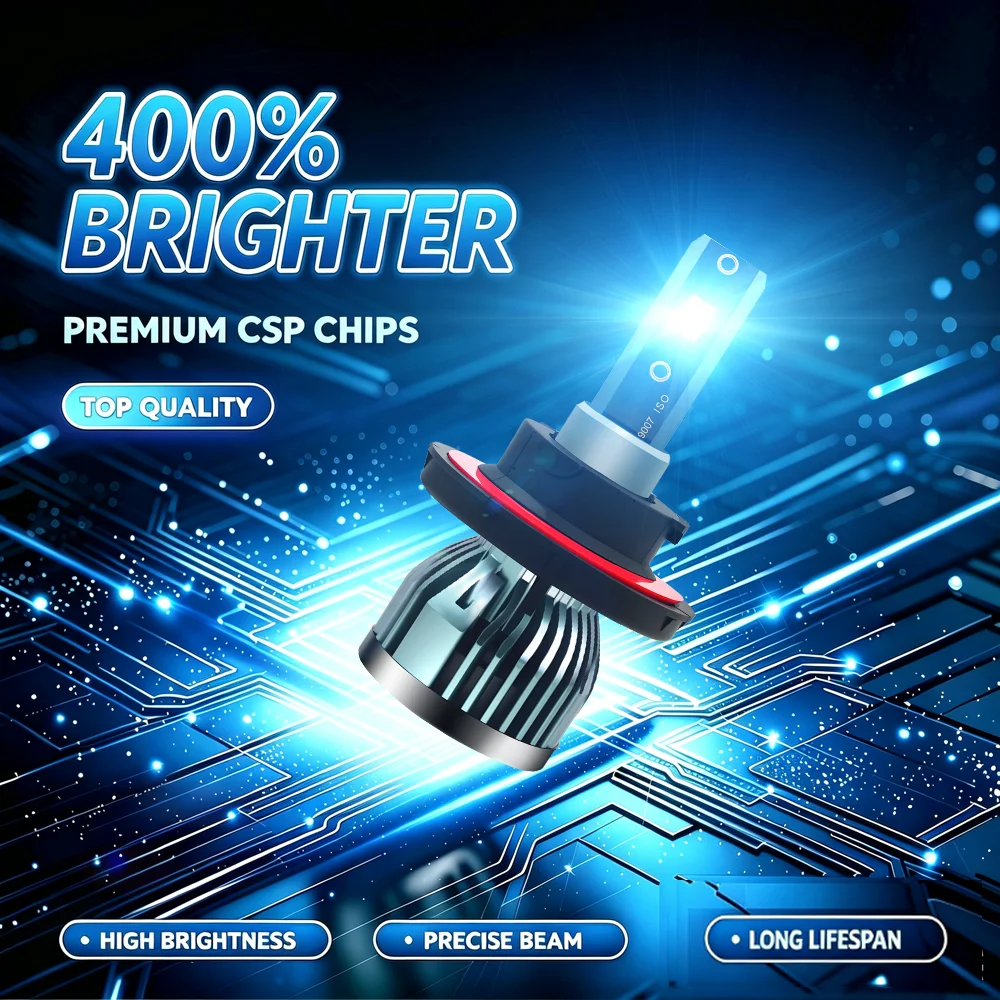 LED Headlight Stable Lighting 9008/H13 High-Speed Cooling Fan 12v For Polaris General 1000 2016 2017 2018 2019 2020 2021 2022