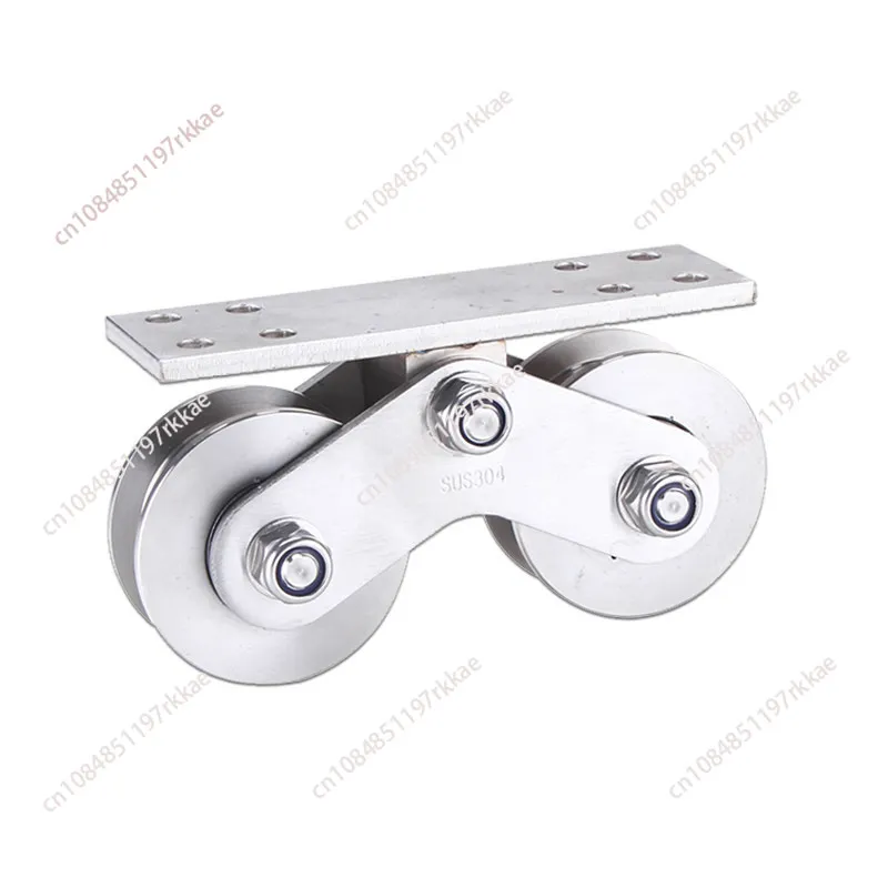 1Pcs 304 Stainless Steel Support U/V/H Groove Type Bottom Double Wheel Pulley Roller High Load Bearing Track Moving Wheel