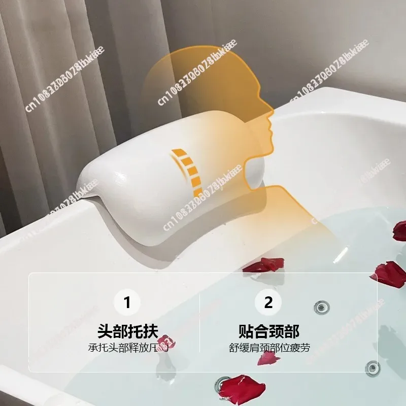 Universal Bathtub Head Pillow 2 Non-Slip Suction Cups Quick Drain Foam Spa Cushion for Adults Neutral Style Bath Tub Accessories
