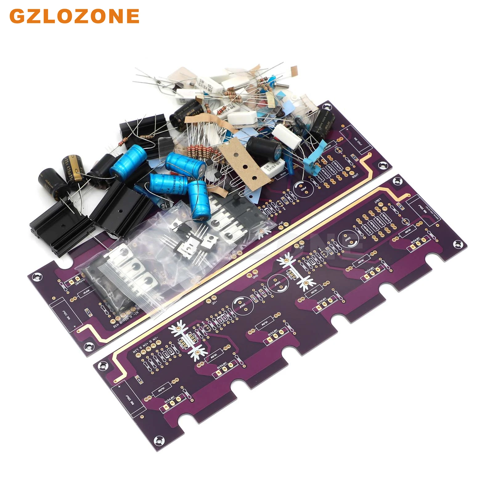 Imagem -05 - Oi-end Roxo Ouro Passagem Aleph5 Fet a5 Puro Classe a Amplificador de Potência Kit Diy Placa Acabada 60w Mais 60w Ohm 2ch