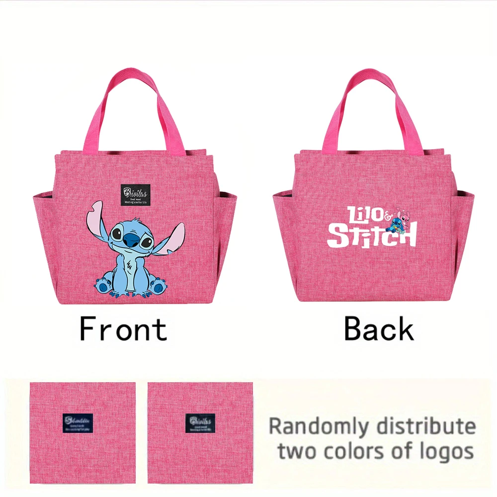 Stitch Insulated Lunch Bag, Stitch & Angel Portable Lunch Carrier, Bento Tote, น้ําหนักเบา, นํากลับมาใช้ใหม่ได้, ป้องกันการรั่วซึม, การออกแบบแบบพกพา