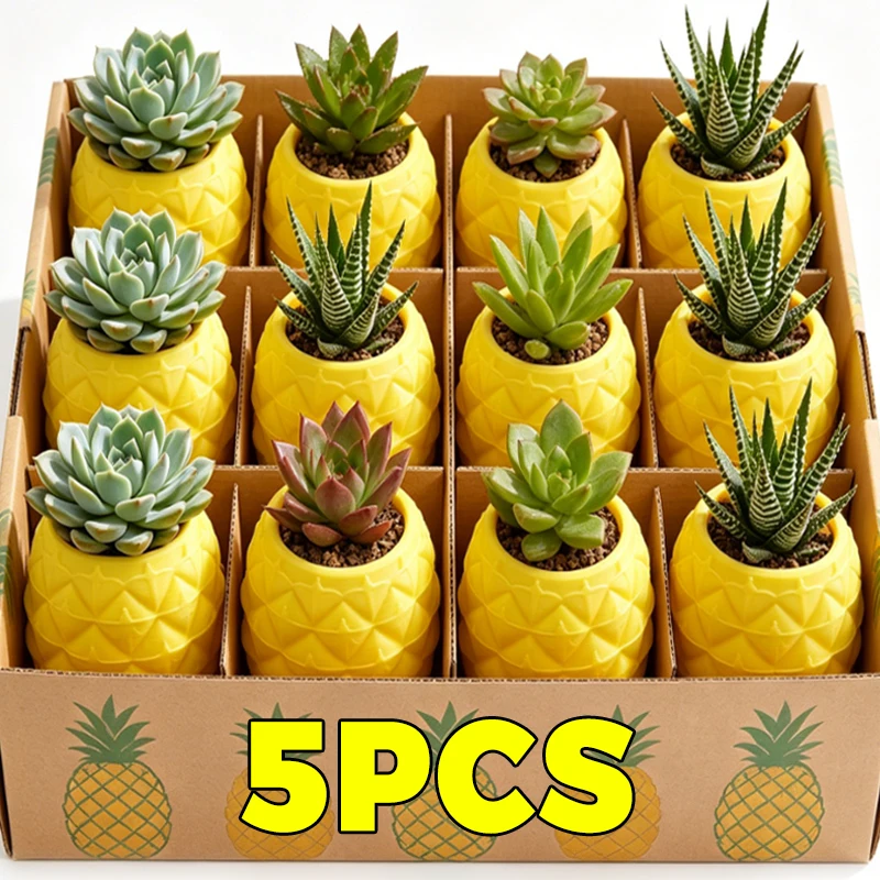 

Mini Flower Pot 3D Printed Pineapple Flower Pots Creative Office Table Planters Garden Courtyard Balcony Decoration Ornaments