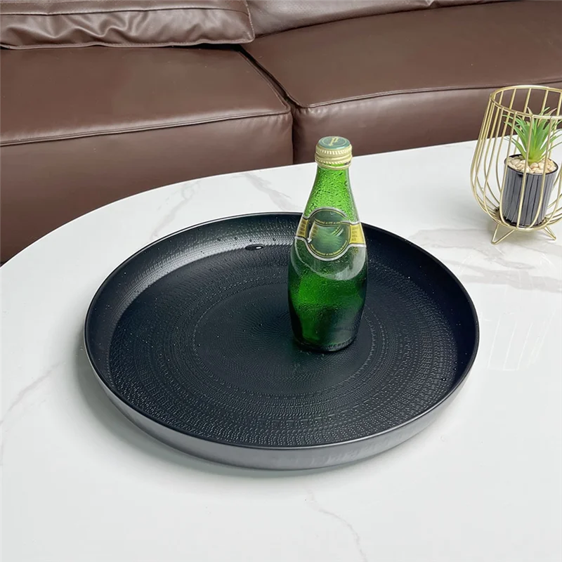 Round Tray, 13Inch-Serving Tray, Luxury Decorative Tray, Coffee Table Tray, Jewelry Tray Easy Install Gold-BAAX