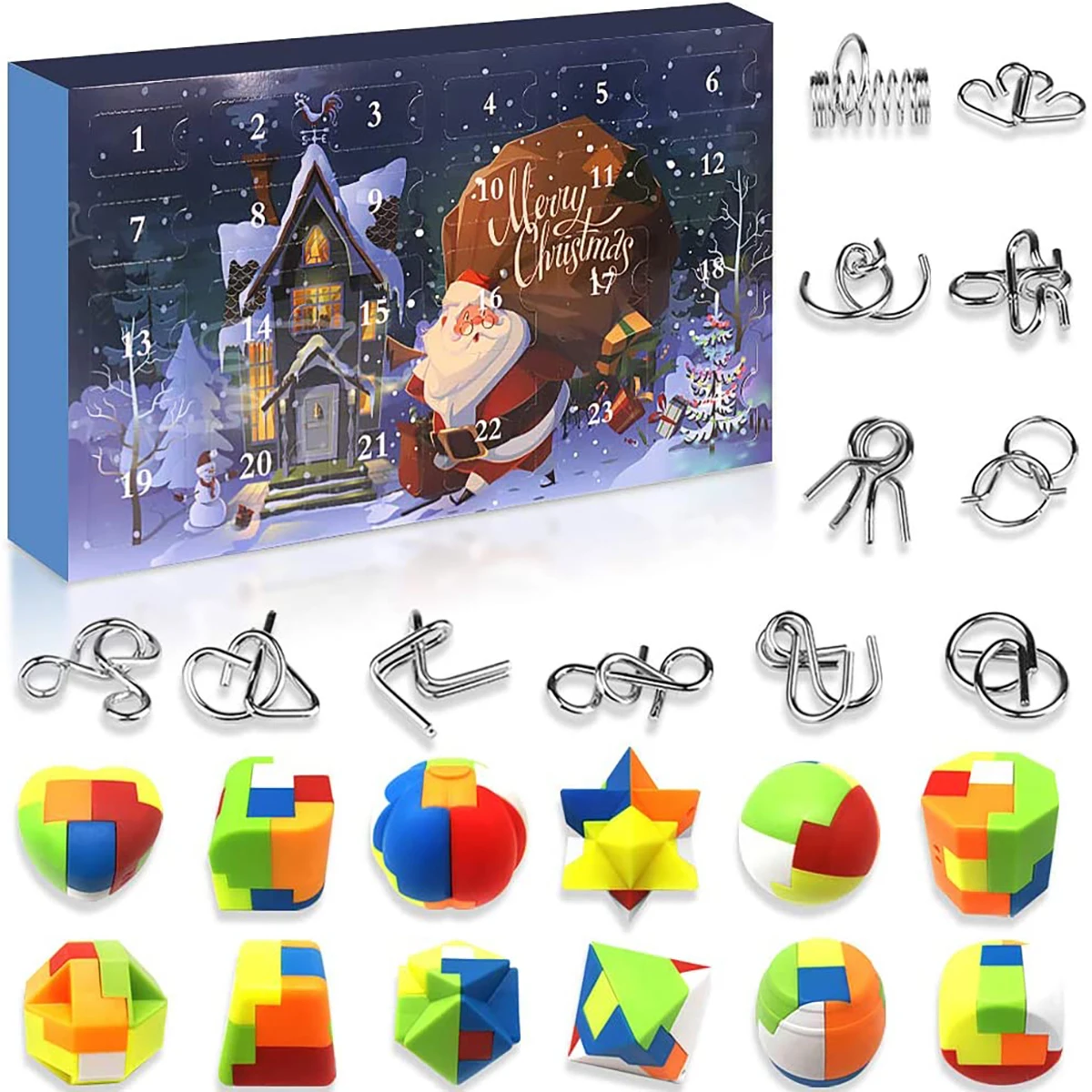 24Days Christmas Countdown Calendar Building Blocks City DIY Xmas Santa Claus Elk Tree Bricks Toys For Children Gift