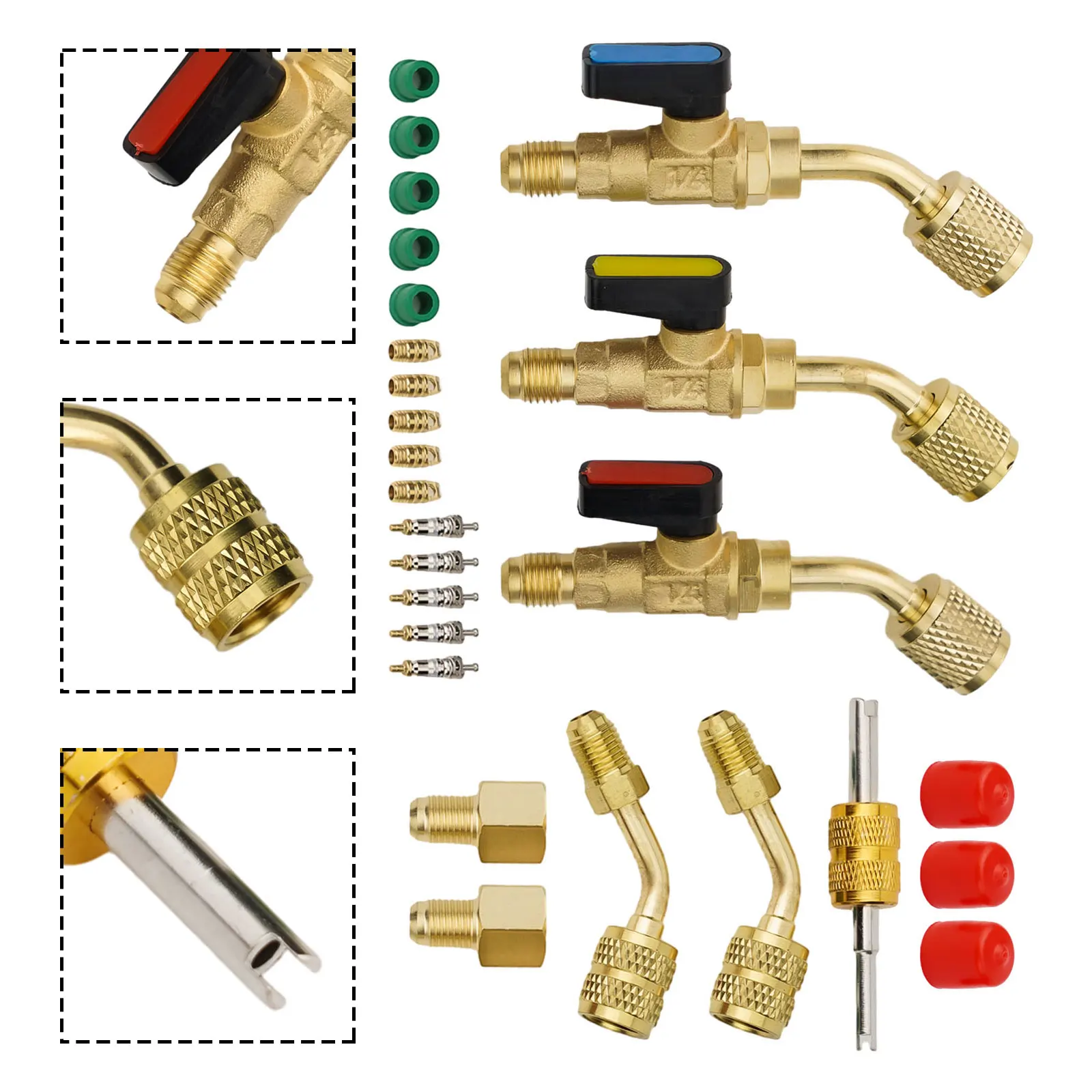 

1/4 inch SAE Male to 5/16 inch SAE Female Adapter, R410A Charging Vacuum Port Conversion, Suitable for Home Air Conditioning