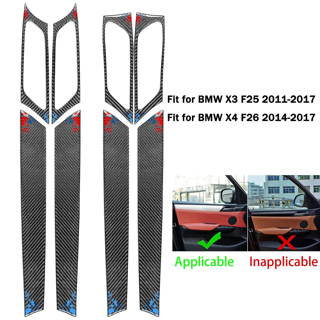 Carbon Fiber Door Handle Frame / Panel Sticker Trim For BMW X3 F25 X4 F26 11-17