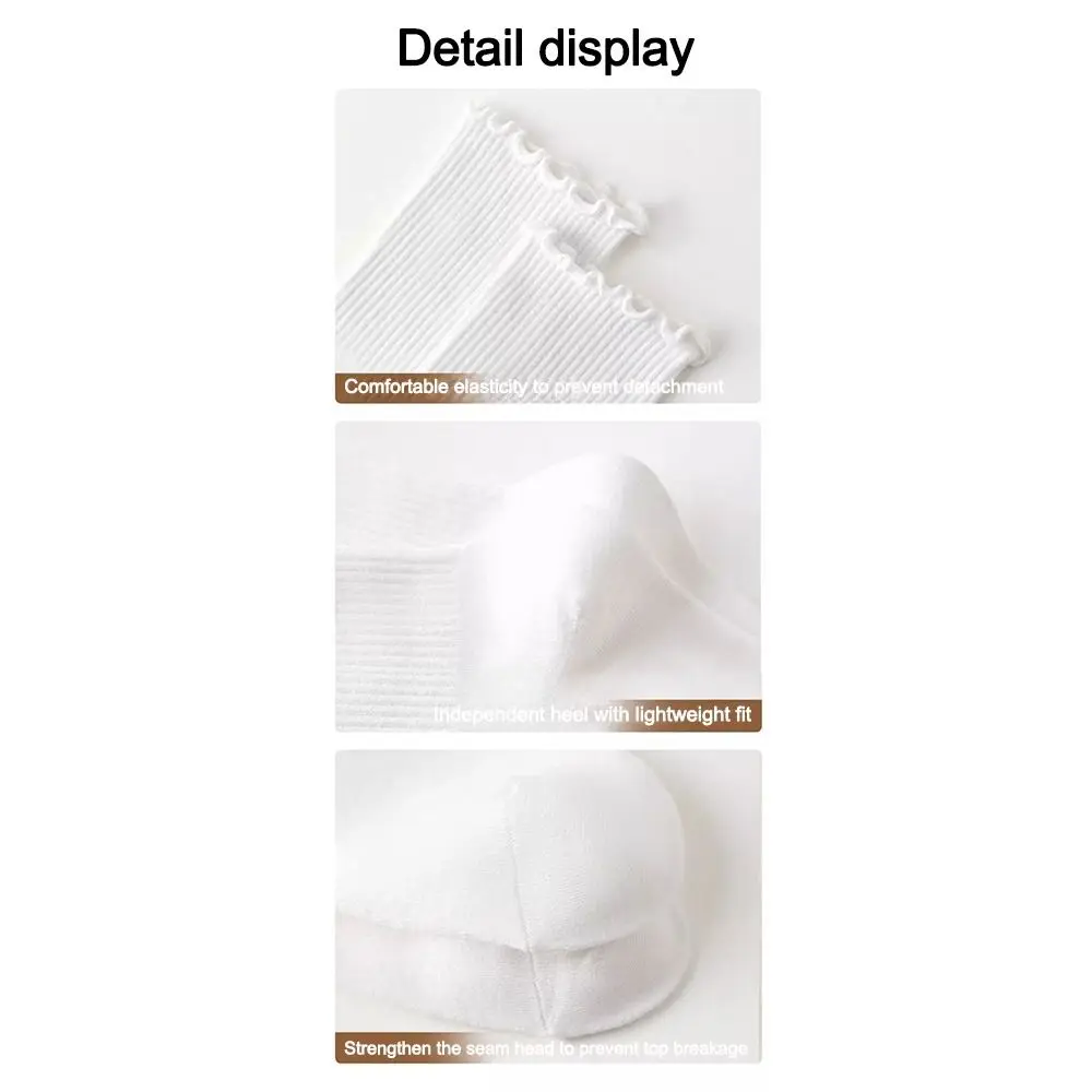 Kawaii однотонные женские носки с рюшами, удобные дышащие носки, хлопковые носки JK