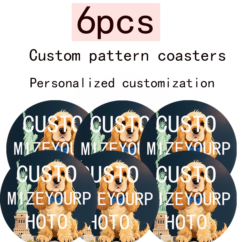 6 Wooden Coasters in Farmhouse Style, Personalized Pattern Photo Coasters, Custom-Made - Hand-Washable, Made of Wood - Perfect F