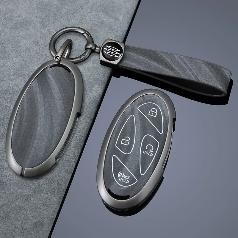 Alloy+Leather Car Key Case Key Cover Shell Fob Holder for New Kona SX2 for Hyundai IONIQ 6 New Grand Prix GN7 Car Accessories