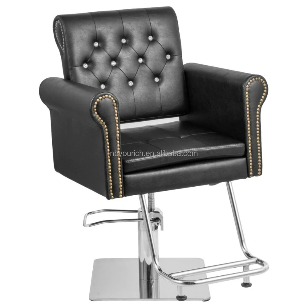 

Luxury Hair Salon Chair Black Leather Women's Styling Chair Adjustable Height Suitable for Hair Salons and Makeup Shops