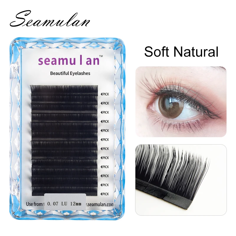 Seamulan Eyelash Extension Supplies 0.07 0.10 0.12 0.15 LU Curl Mix 8-13mm Classic Individual Lash Extensions