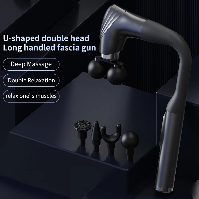 مسدس فآسيا مدلك الأنسجة العميقة المحمول بمقبض طويل مع سرعة قرع قابلة للتعديل للجسم والرقبة والساق الخلفية