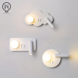 White wall lamp backlight 350 degree rotation adjustable wall lamp hotel bedroom bedside study reading desk lamp with switch
